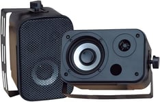 Pyle Système d’Enceinte Extérieur- Qualité Marine 2 Voies 300W -Woofer de 8,9 cm et Tweeter de 2,5 cm-Monture Universelle pour Mur/Plafond-Utilisable dans la Piscine/Terrasse/Bateau