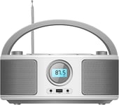 Silver Boombox Bluetooth CD Player FM Radio Portable WTB-791 with USB AUX