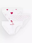 Petit Bateau Kids' Heart Organic Cotton Briefs, Pack of 3, Marshmallow/Terkuit