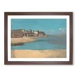 Village By The Sea In Brittany By Odilon Redon Classic Painting Framed Wall Art Print, Ready to Hang Picture for Living Room Bedroom Home Office Décor, Walnut A4 (34 x 25 cm)