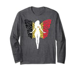 Belgian Girl Roots Belgium Flag Pride Womens Butterfly Long Sleeve T-Shirt