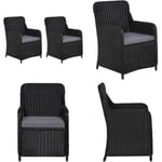 2 pcs Chaises d'extérieur avec coussins Résine tressée Noir - fauteuil - fauteuils - Home & Living - Noir