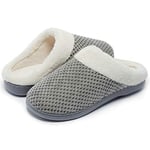 Kuako Chaussons Doublées en Peluche Femme Anti-dérapant À Mémoire D'intérieur Hiver Confort Chauds Accueil Pantoufles, Gris, 36/37 EU