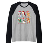 Dabbing Xmas Characters - Xmas Christmas Squad Raglan Baseball Tee