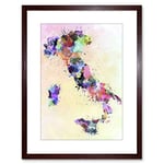 Wee Blue Coo MAP ITALY SARDINIA SICILY PAINT COLOUR SPLATTER FRAMED PRINT F97X4392