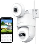 2.5K Camera Surveillance Wifi Exterieure 360° Ptz,6Mp Ip Caméra Extérieur Avec Double Objectif,Vision Nocturne Couleur,Détection Humaine Intelligent,Audio Bidirectionnel Compatible Alexa,Ip66