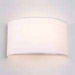 HARPER LIVING Applique murale 1xE27 ES avec interrupteur, abat-jour en tissu demi-cercle blanc, adaptée à une mise à niveau LED, idéale pour une chambre à coucher, un salon, un couloir, un hôtel, un B et B