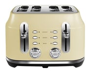 Rangemaster RMCL4S201CM Classic Cream 2.1kW 4 Slice Toaster with Defrost, Cancel & Reheat Functions, Removable Crumb Tray & 6 Power Levels with 3 Year Guarantee (Cream, 4 Slice)