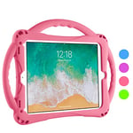 iPad 6th Generation Case, iPad 5th Generation Case, TopEsct Kids Case for New iPad 2017/2018 9.7 inch Built-in Handle Stand, Comes with a Strap Silicone Shockproof iPad Air & Air 2 Cover (Pink)