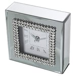 DRW Horloge de Bureau carrée en Miroir et Cristaux de Couleur Miroir 15 x 5 x 15 cm