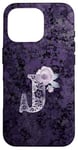 Coque pour iPhone 16 Pro Jolie rose florale violette avec monogramme lettre J