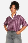 Womens Plus Striped Rugby Top - Red - 18, Red