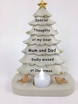 Mum And Dad Christmas Tree With Flickering Tea Light Graveside Memorial Ornament Tribute