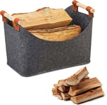 Panier À Bûches Xxl Avec Poignée Renforcée : Panier À Bûches Pour Bois De Cheminée, Panier En Feutre Épais, Pliable, Grand Panier Pour Jouets, Vêtements, Fruits, Bois De Chauffage 45 X 32 X