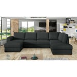 Tendencio - Canapé en u convertible wila angle droit noir