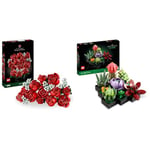 LEGO Icons Ensemble de Plantes artificielles succulentes 10309 + Bouquet de Roses 10328, Ensemble de Fleurs artificielles pour Adultes, Collection botanique, Accessoires de décoration d'intérieur