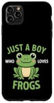 Coque pour iPhone 11 Pro Max Juste un garçon qui aime les grenouilles, de jolis garçons illustrés de grenouilles