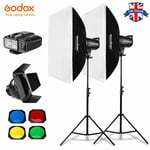 UK 2*Godox SK400II 400W Photography Studio Flash+60*60CM sofbox stand+X1 Trigger