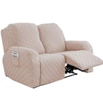 OKUYUK Recliner Chair Cover, 6-Pieces Stretch Recliner Covers for Recliner Chair Soft Reclining Chair Slipcover Furniture Protector for Dogs Cats (Taupe, 2 Seater)