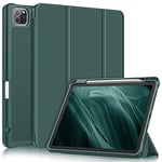 Fintie SlimShell Case for iPad Pro 11-inch (4th / 3rd Generation) 2022/2021 - Soft Flexible TPU Stand Back Cover with Pencil Holder, Also Fit iPad Pro 11" 2nd / 1st Gen, Midnight Green