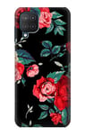 Rose Floral Pattern Black Case Cover For Samsung Galaxy M12