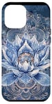 Coque pour iPhone 12 Pro Max Bleu Vintage Paisley Fleur de Lotus Céleste Elements