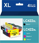 LC422 LC422XL Cartouche d'encre Compatible pour Brother LC422 LC422XL LC-422 LC-422VAL pour Brother MFC-J6940DW MFC-J5740DW MFC-J5340DW MFC-J5345DW MFC-J6540DW (4 Pack)