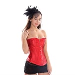 ZXF Bustiers et Corsets Femme Lace Up Boned Overbust Corset Bustier Strass Satin Costume Showgirl Top Lingerie (Color : Red, Size : XXXX-Large)