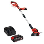 Einhell Coupe-bordures sans fil GE-CT 18/28 Li-Solo Power X-Change (Li-Ion, 18 V, fil pour largeur de coupe 28 cm, bloc moteur inclinable et pivotant) avec Chargeur et Batterie 2,5Ah