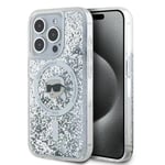 Karl Lagerfeld Liquid Glitter Karl Head Case with MagSafe for iPhone 15Pro Clear