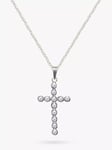 E.W Adams 9ct White Gold Diamond Cross Pendant Necklace