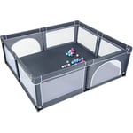 Costway - Parc pour Bébé 206 x 185.5 cm, Parc Enfant Intérieur et Extérieur, Centre d'Activités pour Enfants avec Base Antidérapante Gris