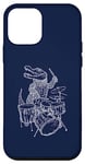 Coque pour iPhone 12 mini Crocodile jouant de la batterie en forme de crocodile, percussion, reptile