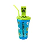 Minecraft 3D Creeper Heads Sipper Drinks Cup | Eco Freindly BPA-Free Plastic School Water Sipper with Removable Straw, | Perfect Gift for Minecraft Fan & Collector | Officially Licensed Merchandise