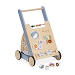 Hauck Chariot de Marche Bebe Learn to Walk dès 12 Mois, Trotteur Bébé en Bois (Certifié FSC®) avec Jeux de Motricité, Tableau d'Activités, Système de Frein