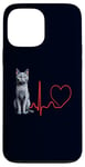 Coque pour iPhone 13 Pro Max Chat bleu russe Heartbeat EKG Funny Cats Lover