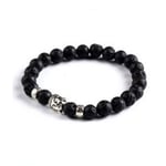 Trendigt Karma Armband Buddha Silver  Svarta Lavastenar silver