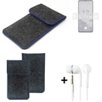 Felt Case for Nokia X30 5G dark gray blue edge bag Pouch + earphones