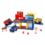 Dickie Toys 203713017 SOS Mini Station de Secours et 3 véhicules sous Licence Mercedes-Benz, Voiture de Police de Police, Camion de Pompiers et Ambulance, Ascenseur, Rampe de Sortie.