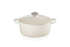 Le Creuset Signature Enamelled Cast Iron Round Casserole Dish With Lid, 20 cm, 2.4 Litres, Meringue, 21177207164430