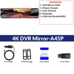 E-ACE Dash Cam 4k Pour Voiture 12 'Auto Enregistreur Vidéo Wifi Support 1080P Vue Arrière Caméra GPS Véhicule Boîte Noire Voiture Prada conseil Caméra - Type 4K DVR Mirror-A45P-64G #A