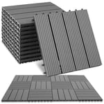 tectake® Lot de 11 Dalles clipsables exterieur Caillebotis exterieur en aspect Bois Dalle WPC Résistant aux intempéries pour Revêtement sol extérieur Terrasse Balcon Veranda Abri de jardin