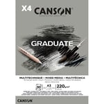 Pack 4 - Bloc Encollé A3 30H Canson Graduate Mix Media Fin 220g Gris