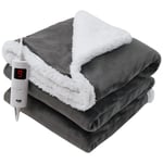 Electric Heated Throw Over Blanket Digital Control Large Washable Fleece Grey