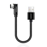 Cable Usb C Coudé 20Cm,Cable Usb C 90 Degrés Charge Rapide Et Synchro Type C Chargeur En Nylon Tressé,Câble Usb C Court Anti-Enroulement Compatible Avec Iphone15,Galaxy S24 S23 S22