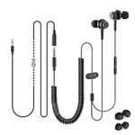 Avantree HF027 Headphones for TV with LONG CORD Earbuds, 18FT / 5.5M Extension Cable Earphones Ear buds for PC, 3.5mm Audio Output, Metal Stereo In-Ear Wired Bass Headset with Spring Coil Wire