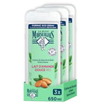 Le Petit Marseillais Gel Douche & Bain Crème Extra Doux Amande Douce lot de 3 x 650ml