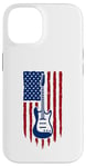 Coque pour iPhone 14 Drapeau américain guitare électrique drapeau américain pour guitariste drapeau USA