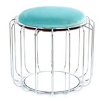 Pouf & Table d'Appoint "Comfortable" 50cm Menthe & Argent