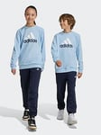 adidas Sportswear Junior Boys Essentials Big Logo Tracksuit - Blue/black, Blue, Size 7-8 Years